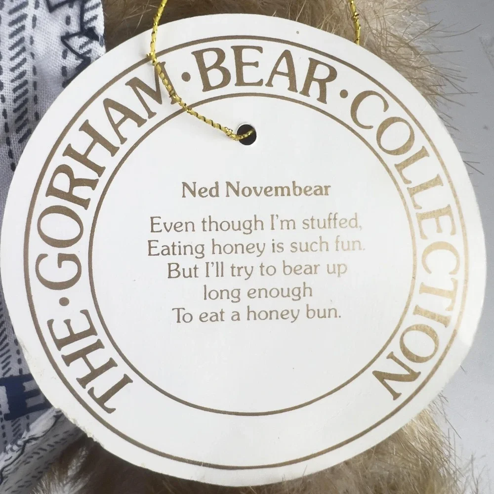 Vintage Gorham Bear Of Month Ned Novembear Plush 11
